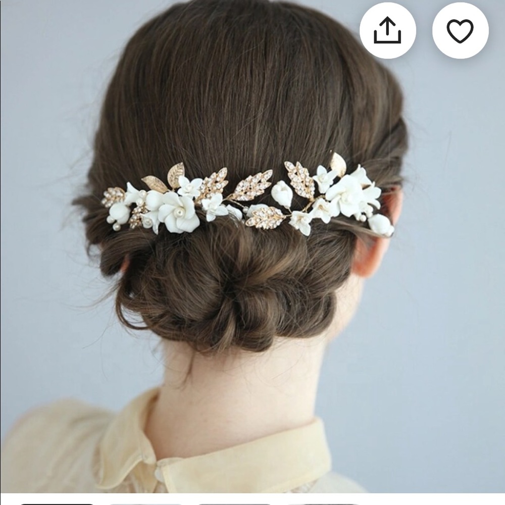 Etsy White Clay Flower Gold Leaf Pins 2 Set